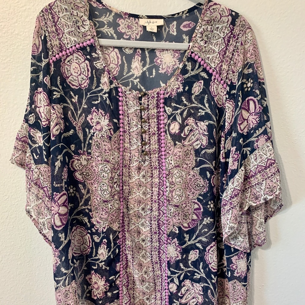 Style & Co. Sheer Coverup L
